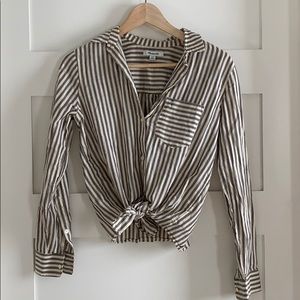 Madewell striped tie front shirt